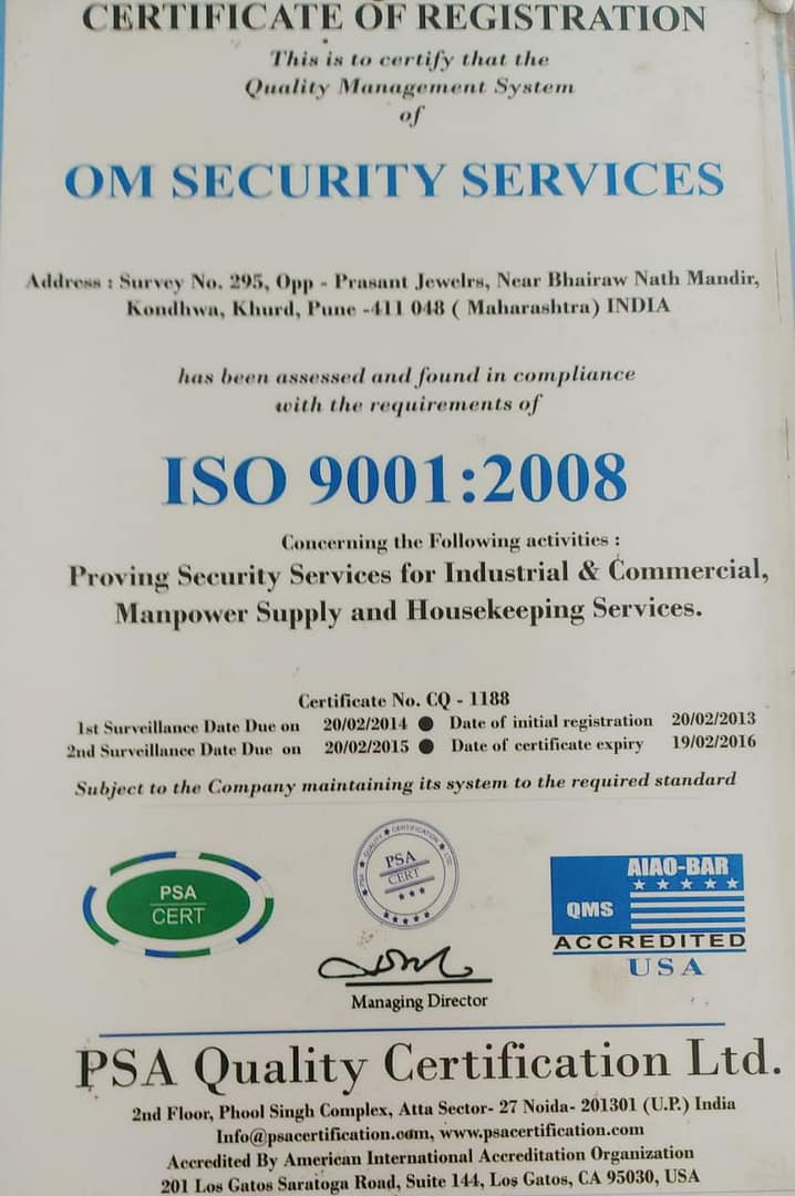 Om security ISO certified company